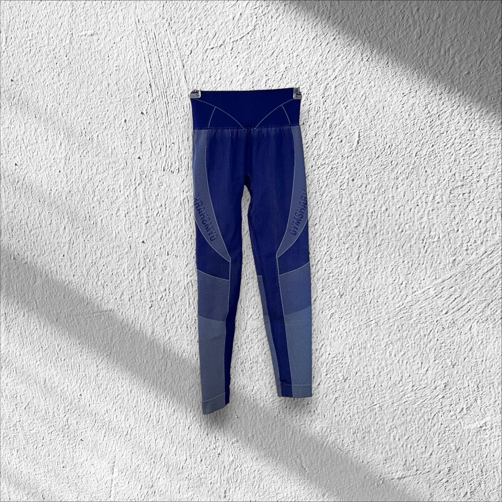 GYMSHARK Turbo Seamless‎ Compression Fit Leggings Cobalt Blue Size XS
